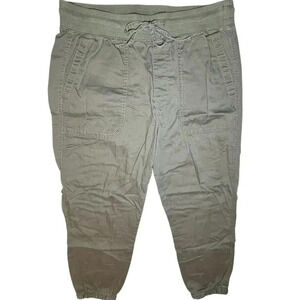 Gap Women's Large Green Jogger‎ Pants Ribbed Waist Cargo Style Pockets
